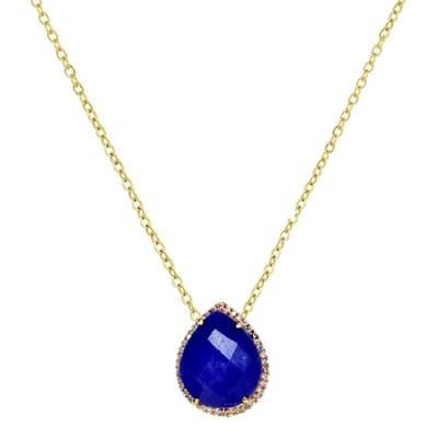 18K Gold Sapphire Pear Shape Necklace