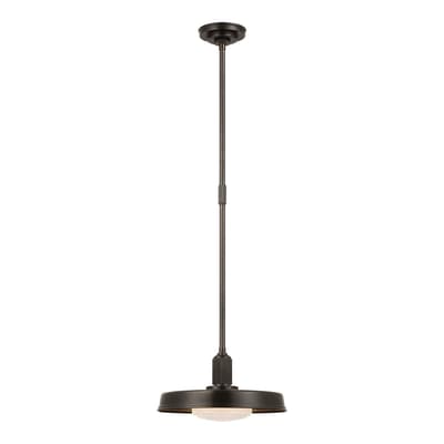 Ruhlmann 14" Factory Pendant in Bronze with White Glass and Brass Interior