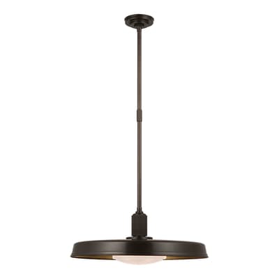 Ruhlmann 24" Factory Pendant in Bronze with White Glass and Brass Interior
