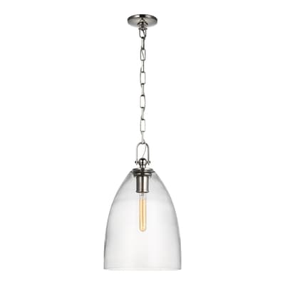 Andros Large Pendant in Polished Nickel with Clear Glass
