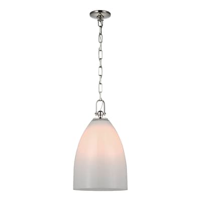 Andros Large Pendant in Polished Nickel with White Glass