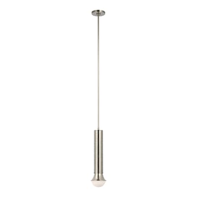Precision Petite Elongated Pendant in Polished Nickel with White Glass