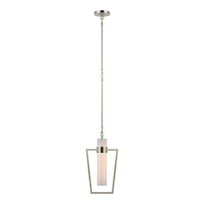 Presidio Petite Caged Pendant in Polished Nickel with White Glass