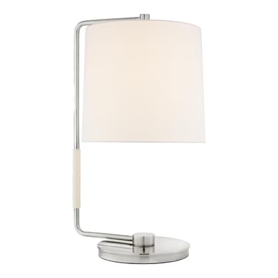 Swing Table Lamp in Soft Silver with Linen Shade