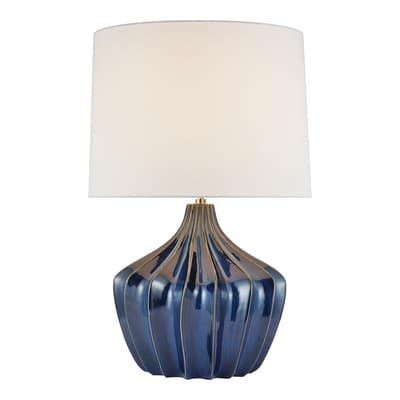 Sur Large Table Lamp in Mixed Blue Brown with Linen Shade