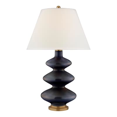 Smith Medium Table Lamp in Mixed Blue Brown with Linen Shade
