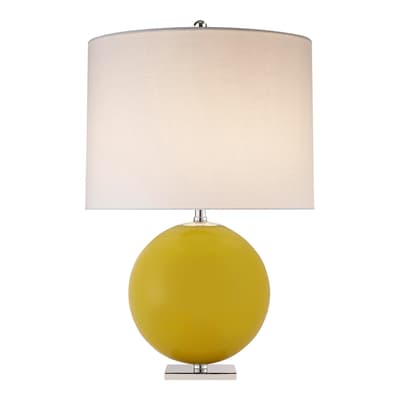Elsie Table Lamp in Yellow with Linen Shade