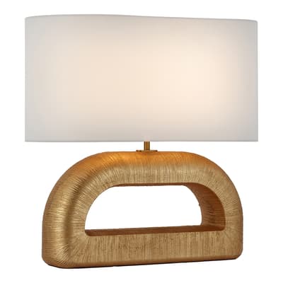 Utopia Combed Console Lamp in Gold with Linen Shade