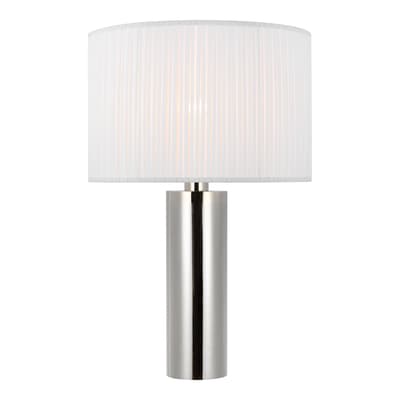 Sylvie Medium Table Lamp in Polished Nickel with Silk Pleat Shade