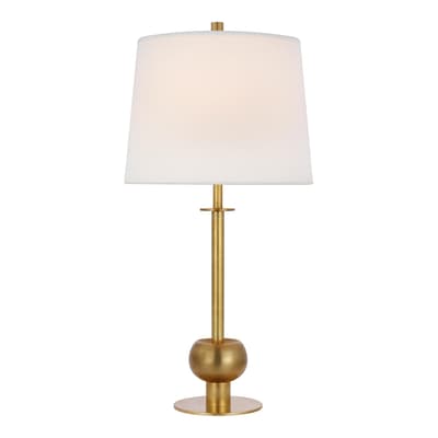 Comtesse Medium Table Lamp in Hand-Rubbed Antique Brass with Linen Shade