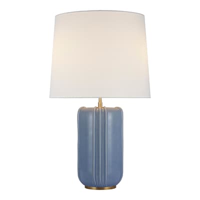 Minx Large Table Lamp in Polar Blue Crackle with Linen Shade
