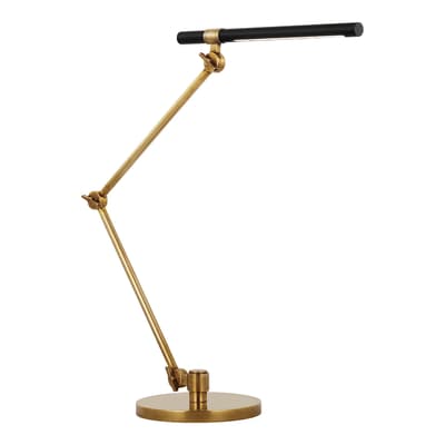 Heron Large Desk Lamp in Hand-Rubbed Antique Brass and Matte Black