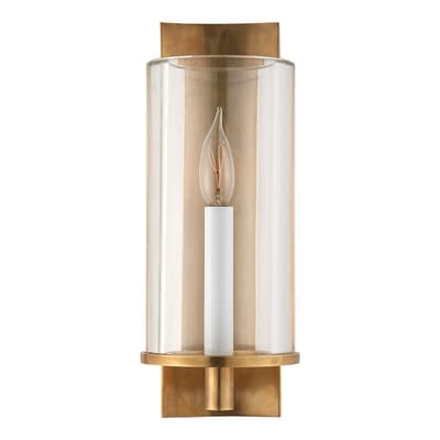 Truffaut Single Sconce Hand-Rubbed Antique Brass with Clear Glass