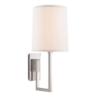 Aspect Library Sconce in Polished Nickel with Ivory Linen Shade