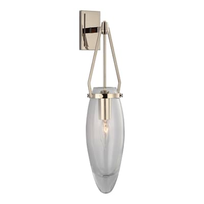 Myla Medium Bracketed Sconce in Polished Nickel with Clear Glass
