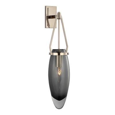 Myla Medium Bracketed Sconce in Polished Nickel with Smoked Glass