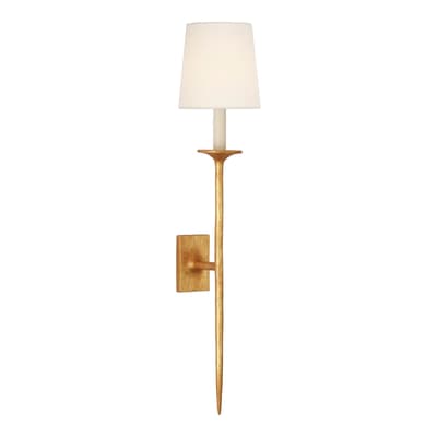 Catina Large Tail Sconce in Antique Gold Leaf with Linen Shade