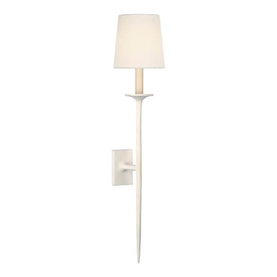 Catina Large Tail Sconce in Plaster White with Linen Shade