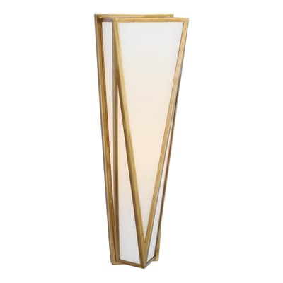 Lorino Medium Sconce in Hand-Rubbed Antique Brass with White Glass