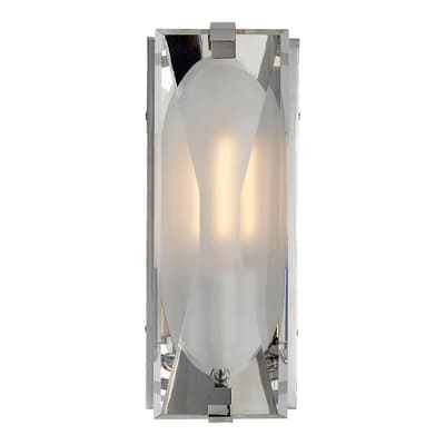 Castle Peak Small Bath Sconce in Polished Nickel with Etched Clear Glass