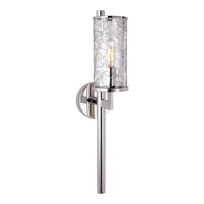 Liaison Single Sconce in Polished Nickel with Crackle Glass