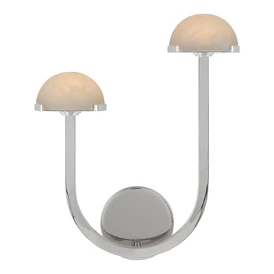 Pedra 15" Asymmetrical Left Sconce in Polished Nickel with Alabaster