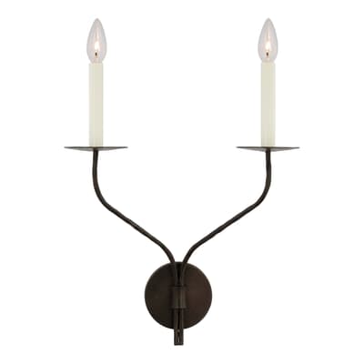Belfair Large Double Sconce in Aged Iron