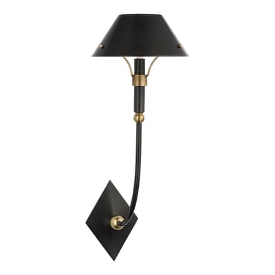 Turlington Large Sconce in Bronze and Hand-Rubbed Antique Brass with Bronze Shade
