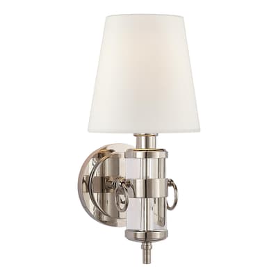 Jonathan Sconce in Crystal with Linen Shade