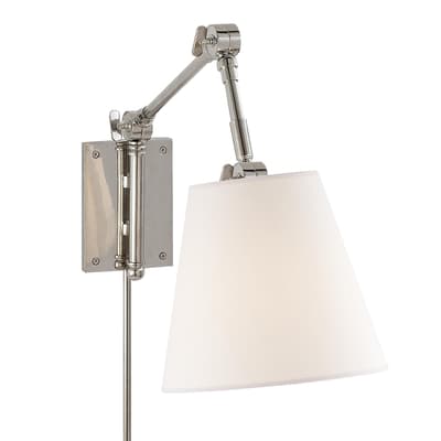 Graves Pivoting Sconce in Polished Nickel with Linen Shade