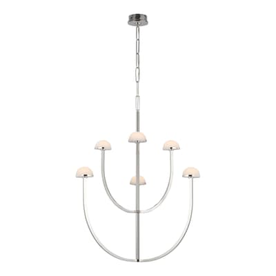 Pedra Large Two-Tier Chandelier in Polished Nickel with Alabaster