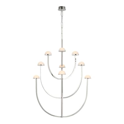 Pedra X-Large Three-Tier Chandelier in Polished Nickel with Alabaster