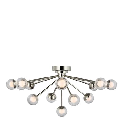 Alloway 30" Flush Mount in Polished Nickel with Clear Glass