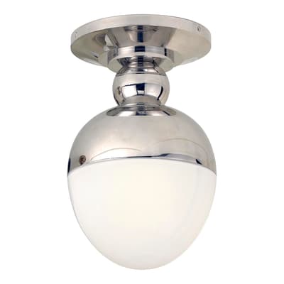 Clark Flush Mount in Polished Nickel with White Glass