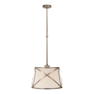 Grosvenor Single Hanging Shade in Antique Nickel with Linen Shade