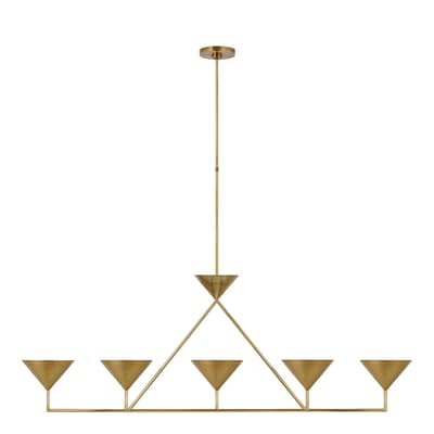 Orsay XL 5-Light Linear Chandelier in Hand-Rubbed Antique Brass