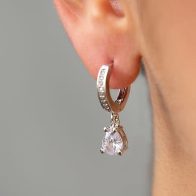 Silver Drop Diamond Earrings