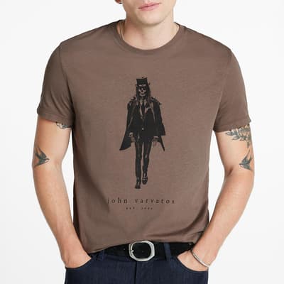 Brown Walking Dead Logo Cotton T-Shirt