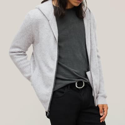 Grey Catherine Zipped Merino Wool Blend Jumper