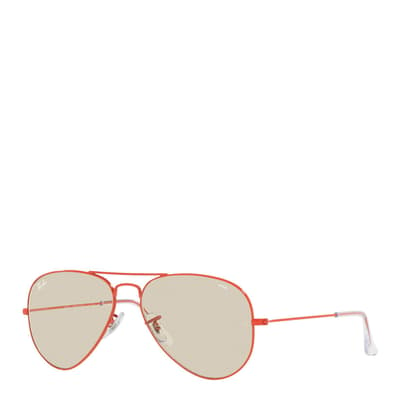 Red Aviator Large Metal Sunglasses