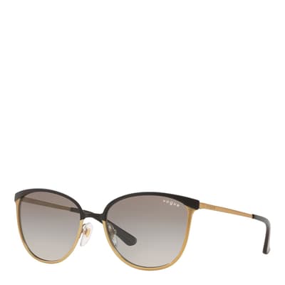 Top Matte Black, Brushed Gold Cat Eye Sunglasses