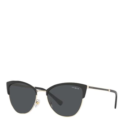 Top Black, Pale Gold Cat Eye Sunglasses