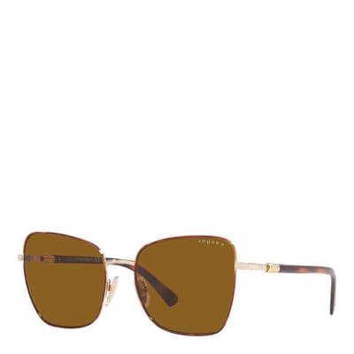 Top Havana, Pale Gold Square Sunglasses