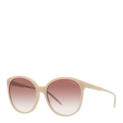 Beige Horn Round Sunglasses