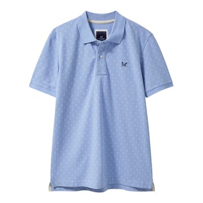 Light Blue Cotton Printed Polo