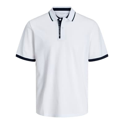 White Vertical Logo Cotton Polo