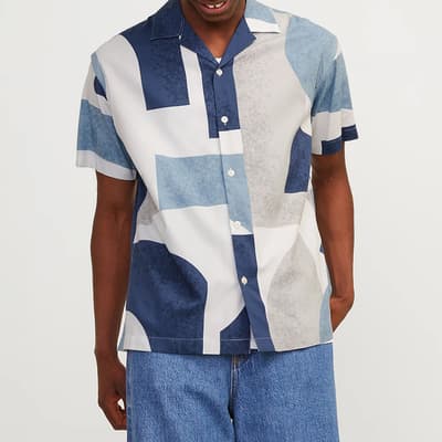 Blue Patterned Print Shirt