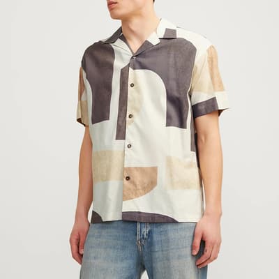 Beige/Brown Patterned Print Shirt