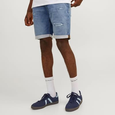 Blue Denim Distressed Shorts
