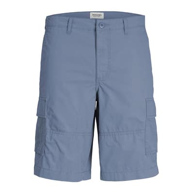 Blue Cargo Cotton Shorts